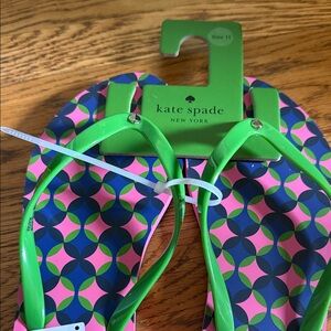 Kate Spade Vibrant Green and Pink Flip Flops NEW